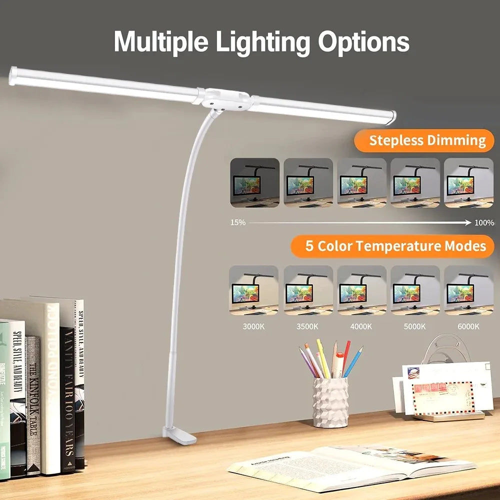 Aurify LED Desk Lamp | Adjustable Gooseneck Architect Light with Stepless Dimming for Office & Study Desk