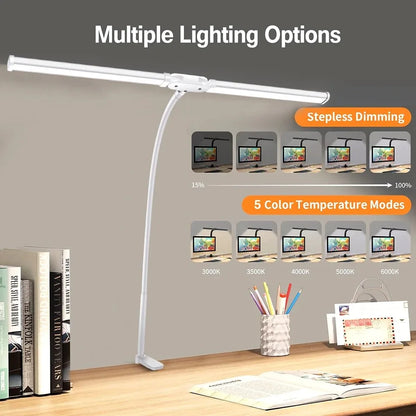 Aurify LED Desk Lamp | Adjustable Gooseneck Architect Light with Stepless Dimming for Office & Study Desk
