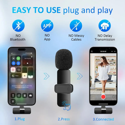 Dual Wireless Lavalier Microphone Set – Crystal Clear Audio for iPhone, Android & iPad