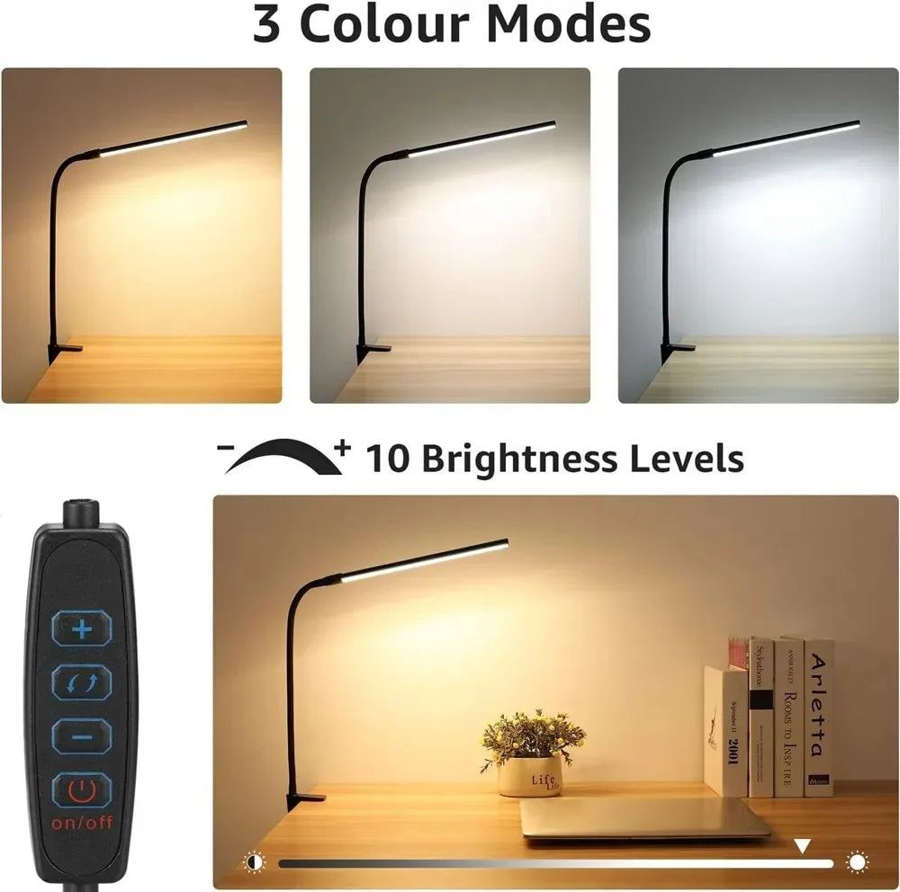 Aurify LED Desk Lamp | Adjustable Gooseneck Architect Light with Stepless Dimming for Office & Study Desk