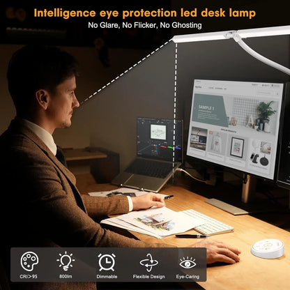 Aurify LED Desk Lamp | Adjustable Gooseneck Architect Light with Stepless Dimming for Office & Study Desk