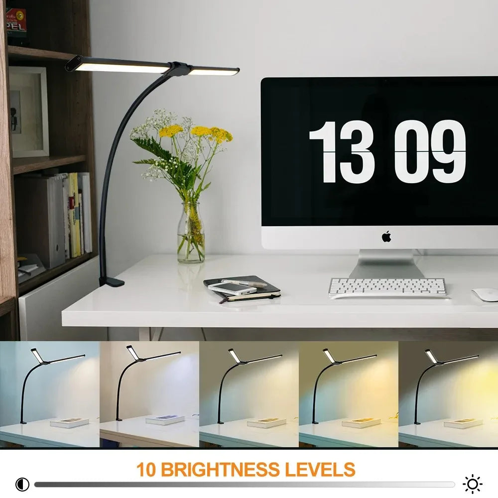 Aurify LED Desk Lamp | Adjustable Gooseneck Architect Light with Stepless Dimming for Office & Study Desk