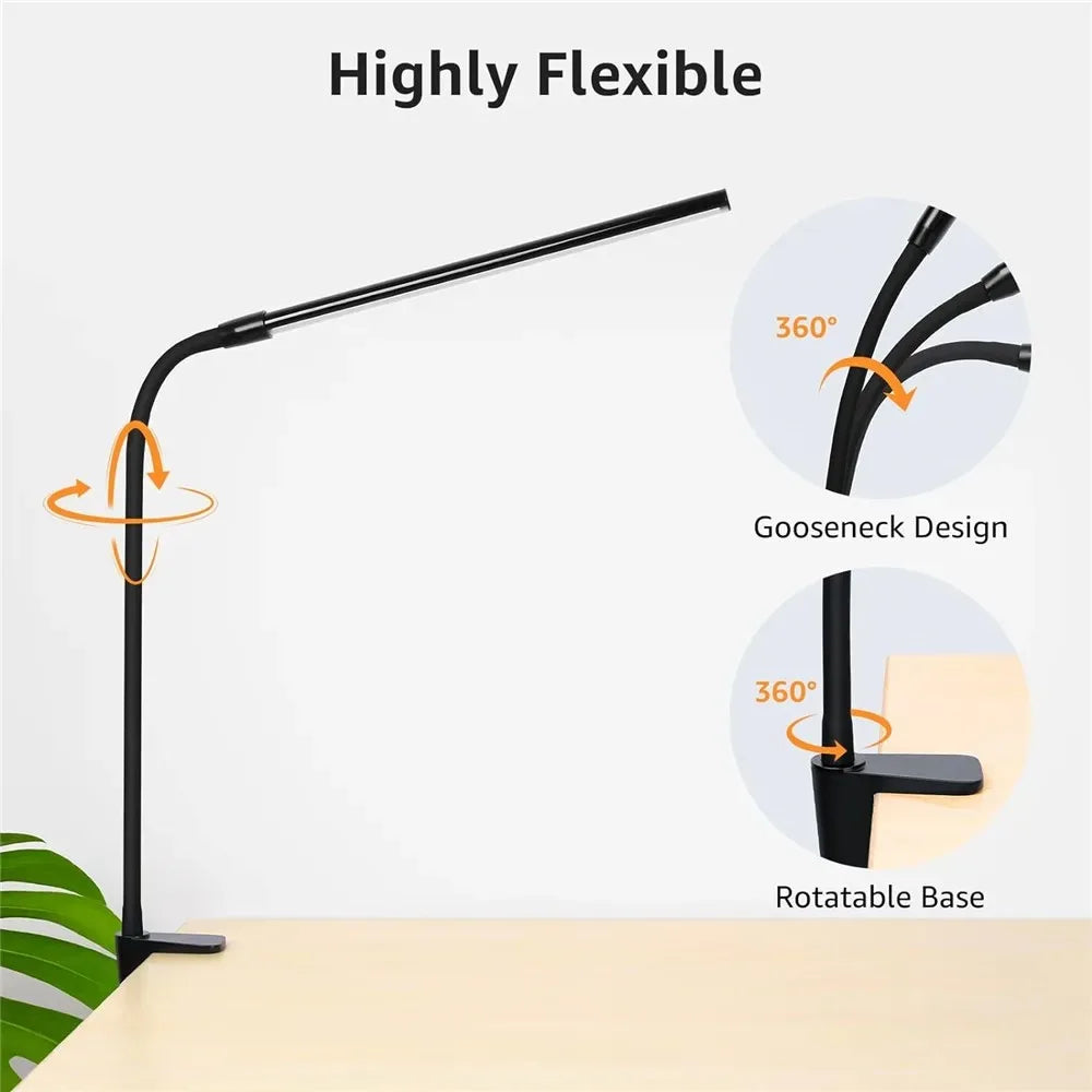 Aurify LED Desk Lamp | Adjustable Gooseneck Architect Light with Stepless Dimming for Office & Study Desk