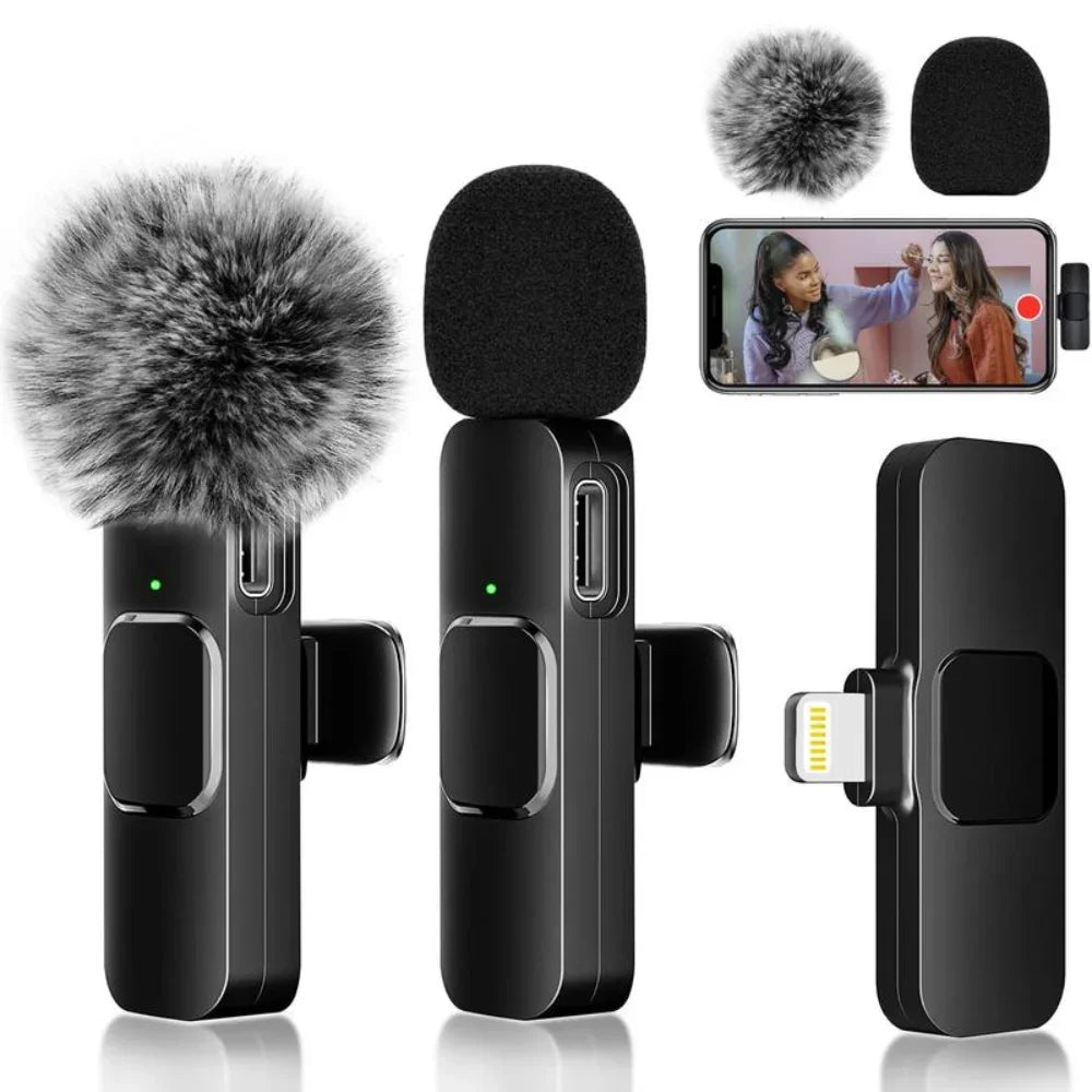 Dual Wireless Lavalier Microphone Set – Crystal Clear Audio for iPhone, Android & iPad