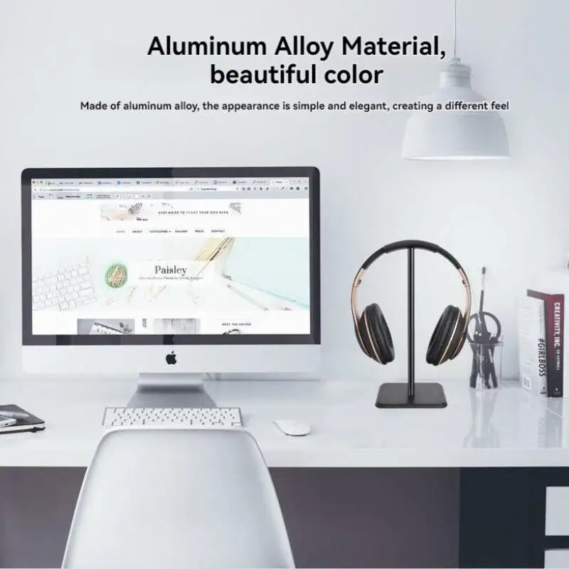 Aurify Universal Headphone Stand | Minimal Desk Headset Holder for Gaming, Office & Home Setup (Black/White)