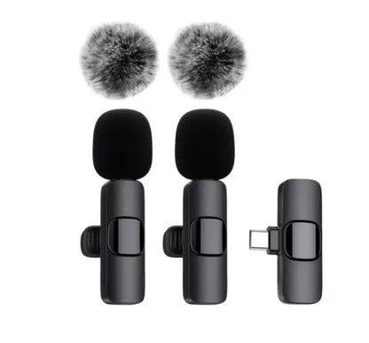 Dual Wireless Lavalier Microphone Set – Crystal Clear Audio for iPhone, Android & iPad
