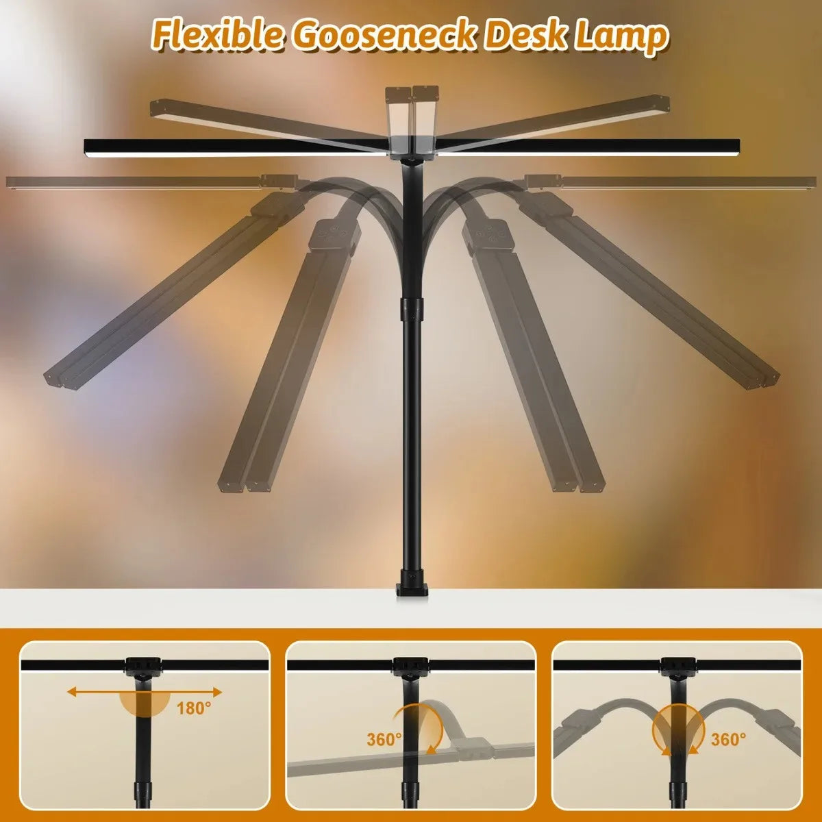 Aurify LED Desk Lamp | Adjustable Gooseneck Architect Light with Stepless Dimming for Office & Study Desk