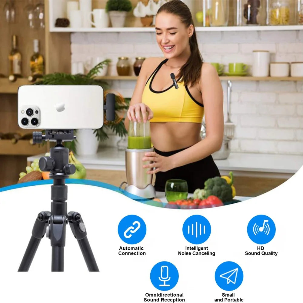 Dual Wireless Lavalier Microphone Set – Crystal Clear Audio for iPhone, Android & iPad